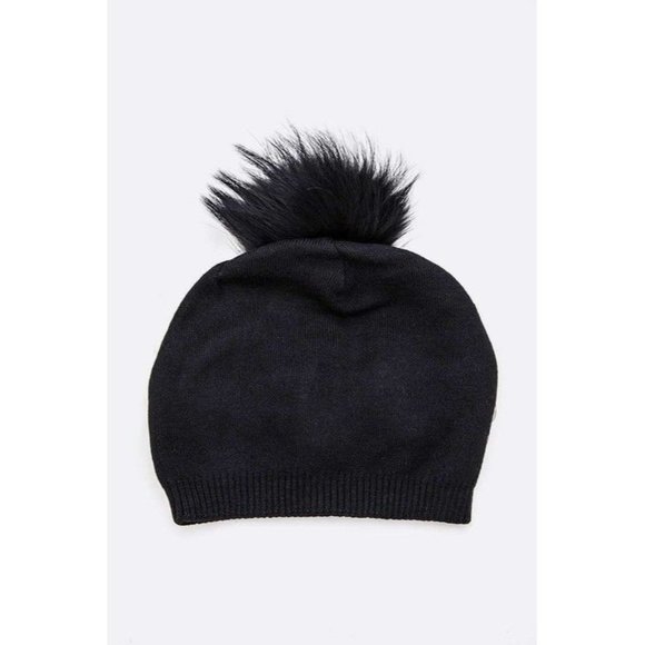 Raccoon Fur Pom Cashmere Blend Slouchy Beanie main image 9